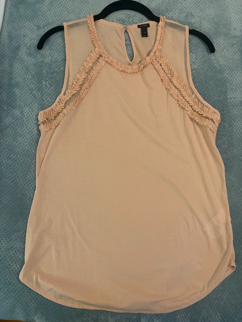J. Crew Feminine Blush Pink Sleeveless Silk blend Tank with Trim